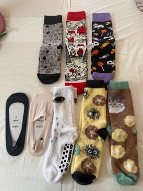 Assorted Adult Novelty Socks Snoopy Harry Potter Totoro etc Bundle